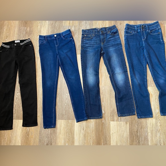 Girls Bundle of 4 Pull-On skinny stretchy jeans jegging school uniform pants 12 - Picture 1 of 10